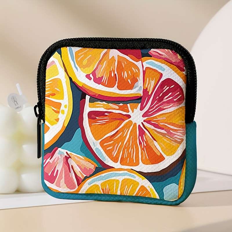 1pc A Single Piece Large Capacity Coin Purse with Lemon Slice Pattern Beautifully Simple Digital