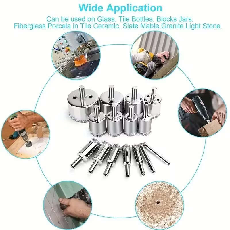10pcs Diamond Hole Saw Set - for Tile/Marble/Glass/Ceramic