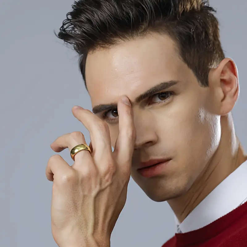 24K Gold Plated Stainless Steel Single Ring