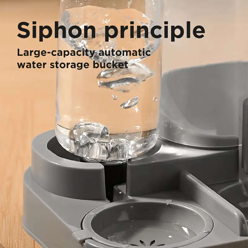 Automatic Gravity Feeding Cat and Dog Feeding System Grey