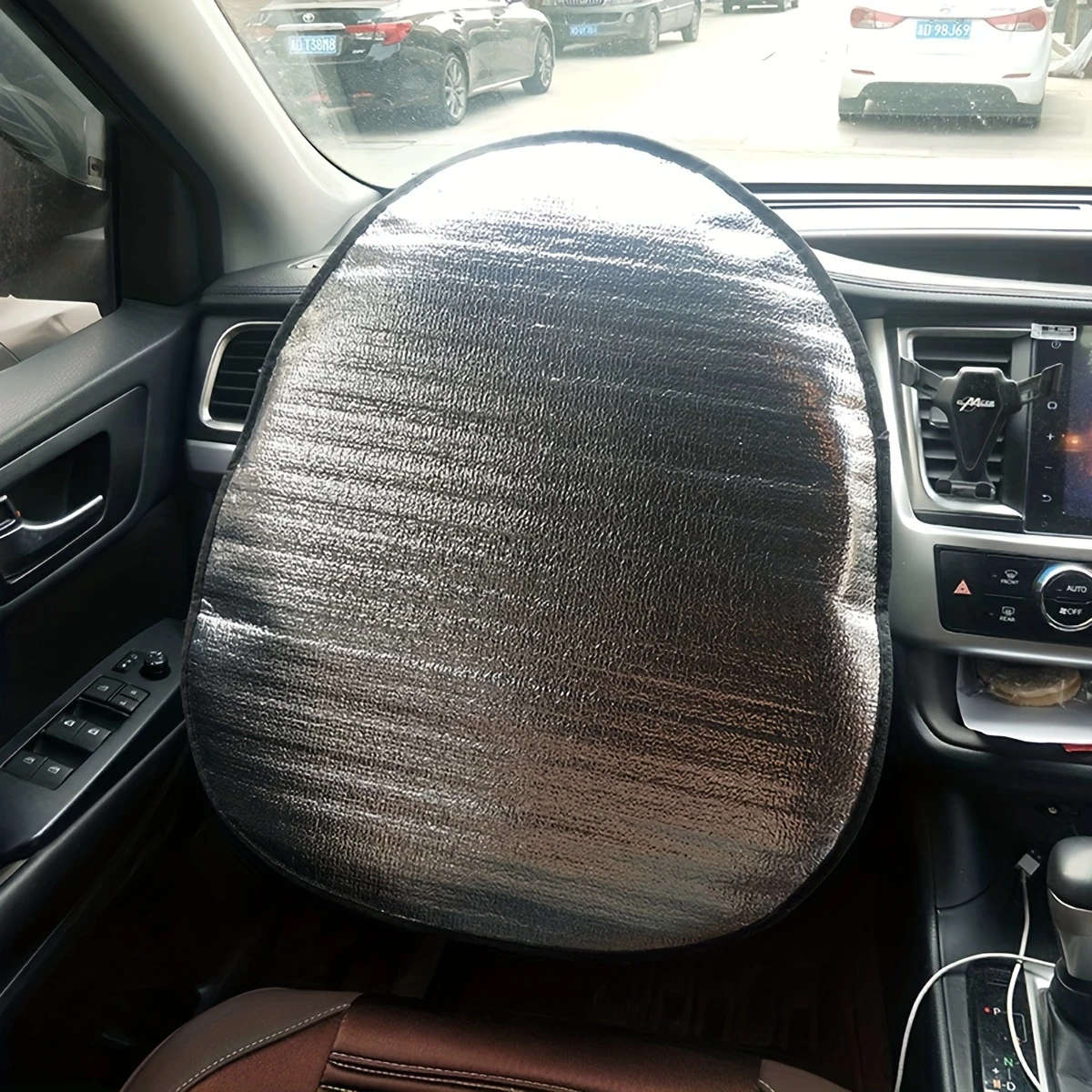 40X40Cm Car Steering Wheel Sunshade Cover Universal Fit Uv Protection