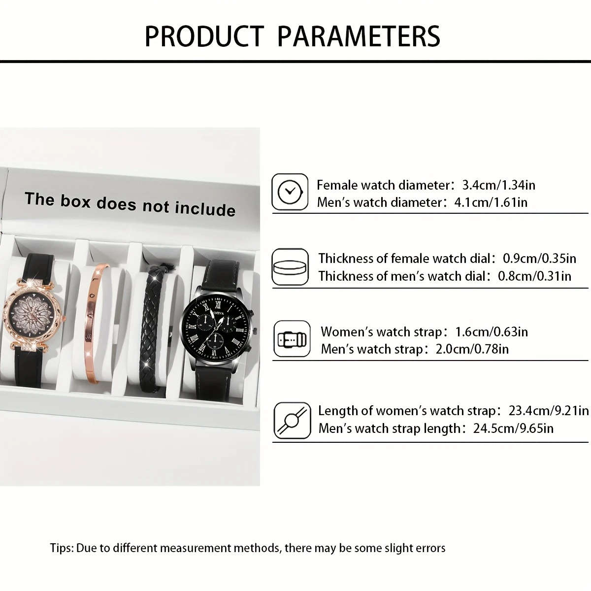 4pcs set Men and Women Couple Watch Casual Quartz Watch Bracelet Watch Set Color Sent Randomly