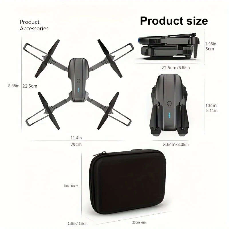 1pc E99 Foldable Drone with 1080P Camera Beginner-Friendly RC Drone USB Rechargeable Wireless Enable