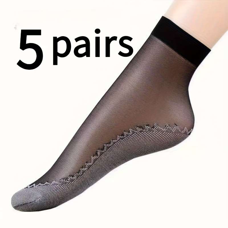 5 Pairs Light Beige One Size High Elastic Socks