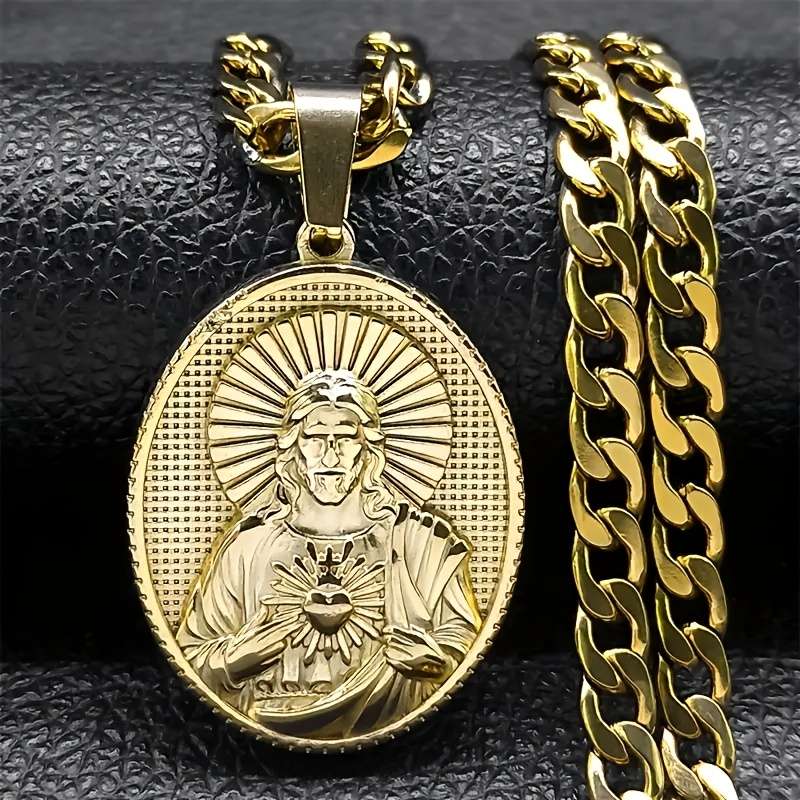 1 Piece Golden Jesus Theme Pendant