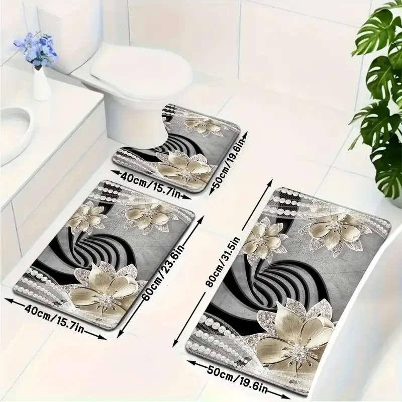 3 Piece Bath Mat Set
