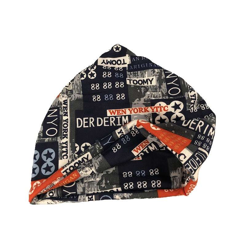 1pc Unisex Printed Beanie Hat Scarf Casual Style High Stretch Polyester with Elastane Light