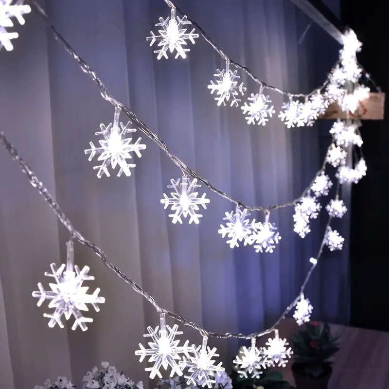LED Snowflake Light Strings Warm Light 600cm