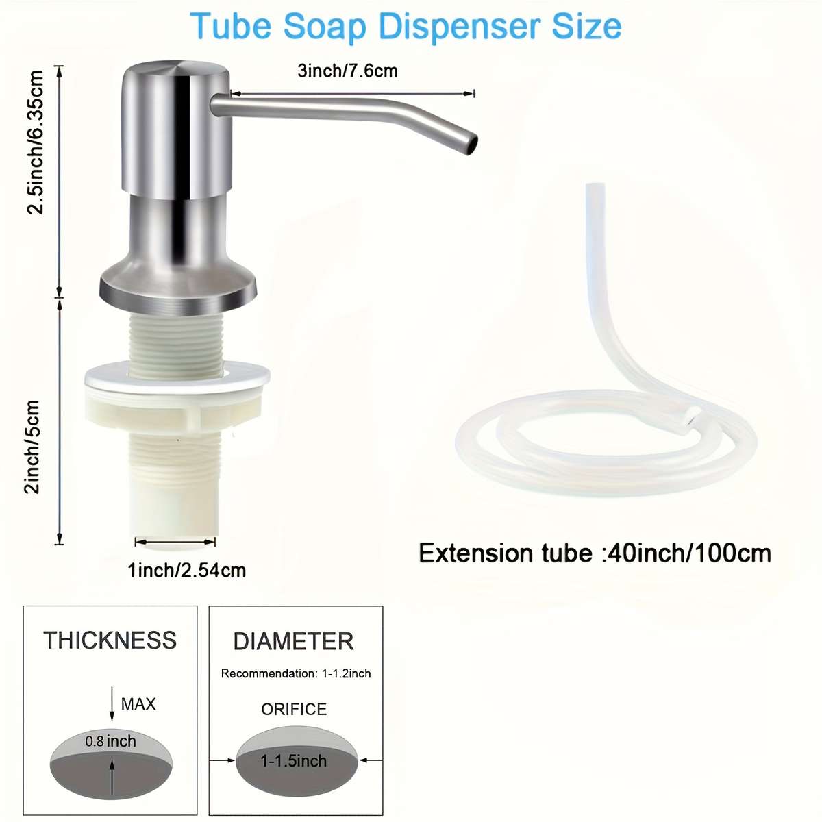 Soap Dispenser for Kitchen Sink with Extension Tube Kit