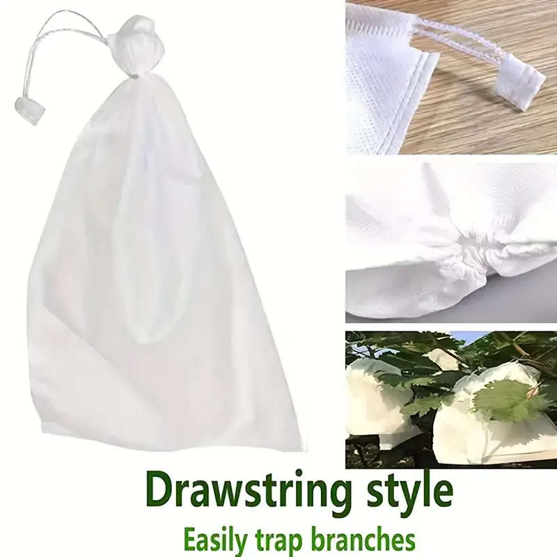 100 White Drawstring Plant Bags