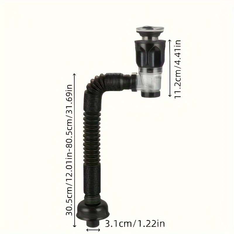 1pc FlexiDrain Stainless Steel ABS Sink Drain Pipe Flexible Space-Saving Design Tool-Free