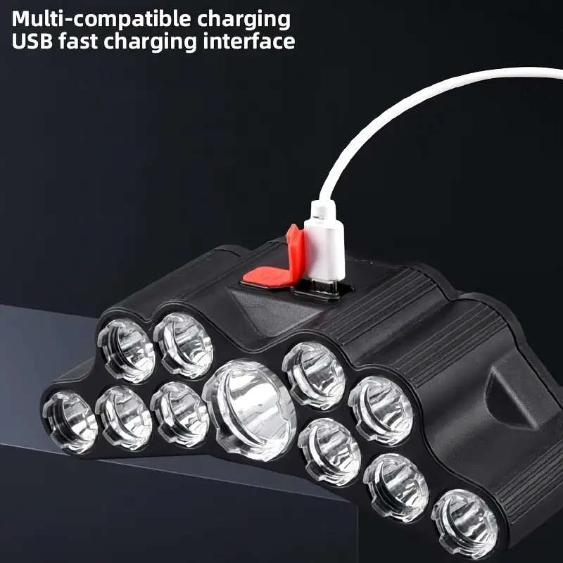 11 LED Super Bright USB Rechargeable Headlamp with 4 Modes