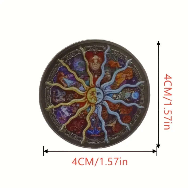 12 Zodiac Signs Colorful Coin with Capsule 40MM Wide