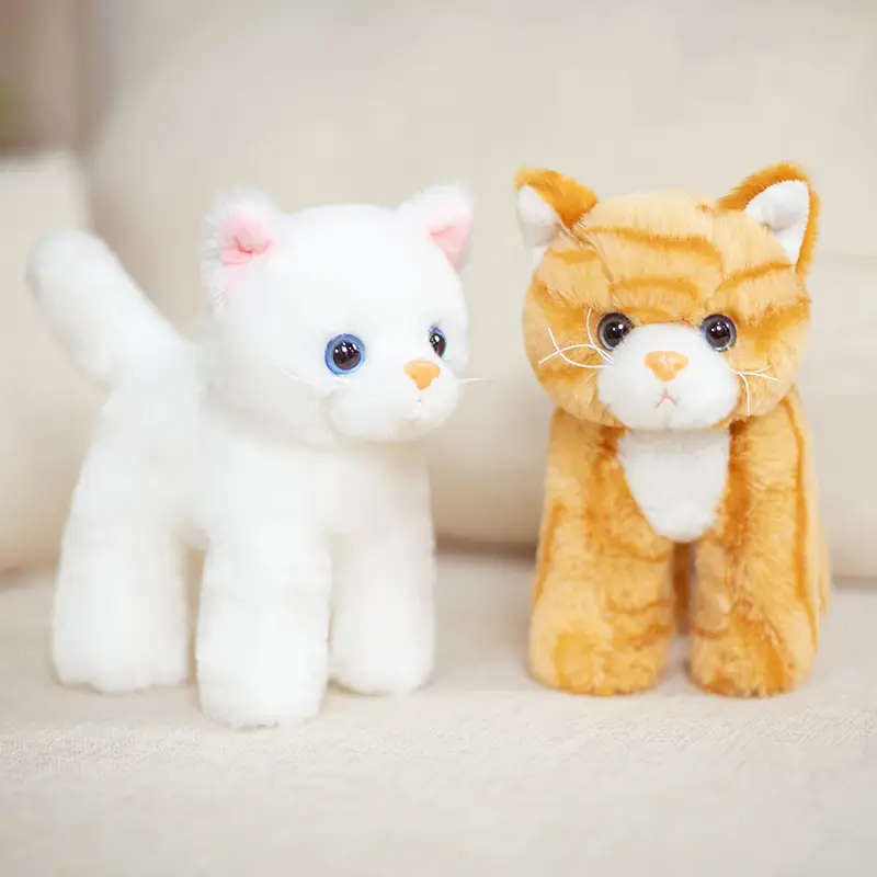 Realistic White Cat Plush Toy