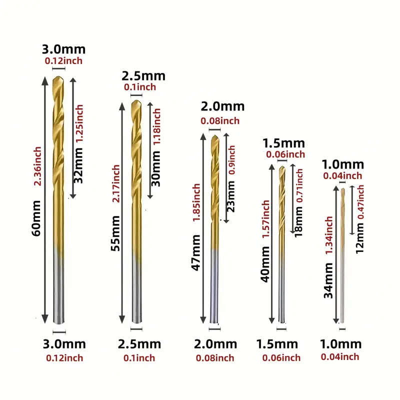 50pcs Titanium Coated HSS High Speed Steel Drill Bit Set Power Tool Accessories