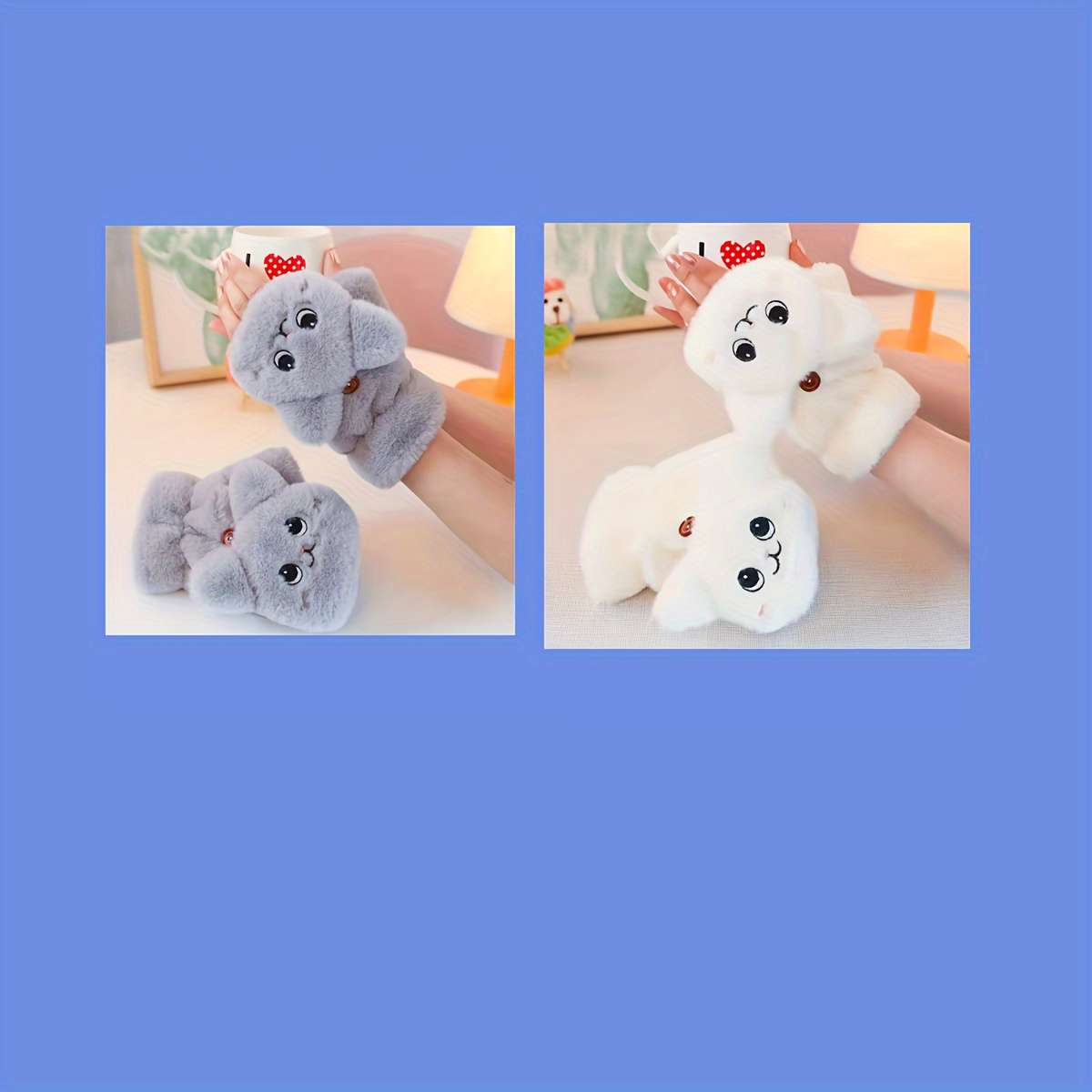 1 Pair Grey Warm Gloves