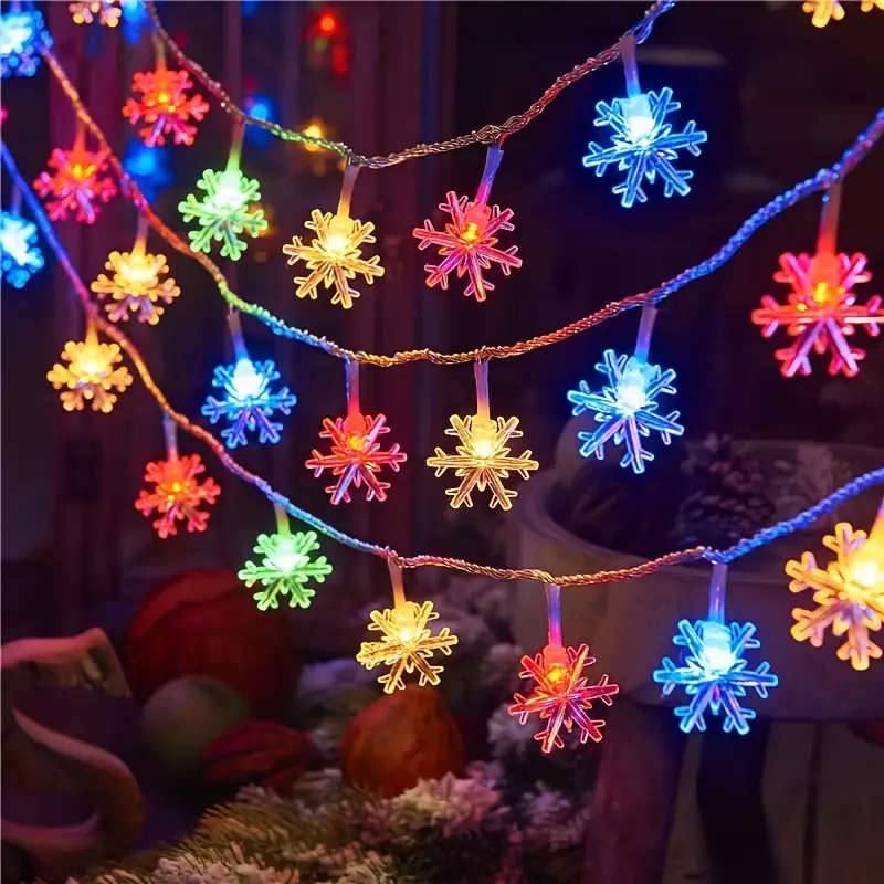 LED Snowflake Light Strings Warm Light 600cm