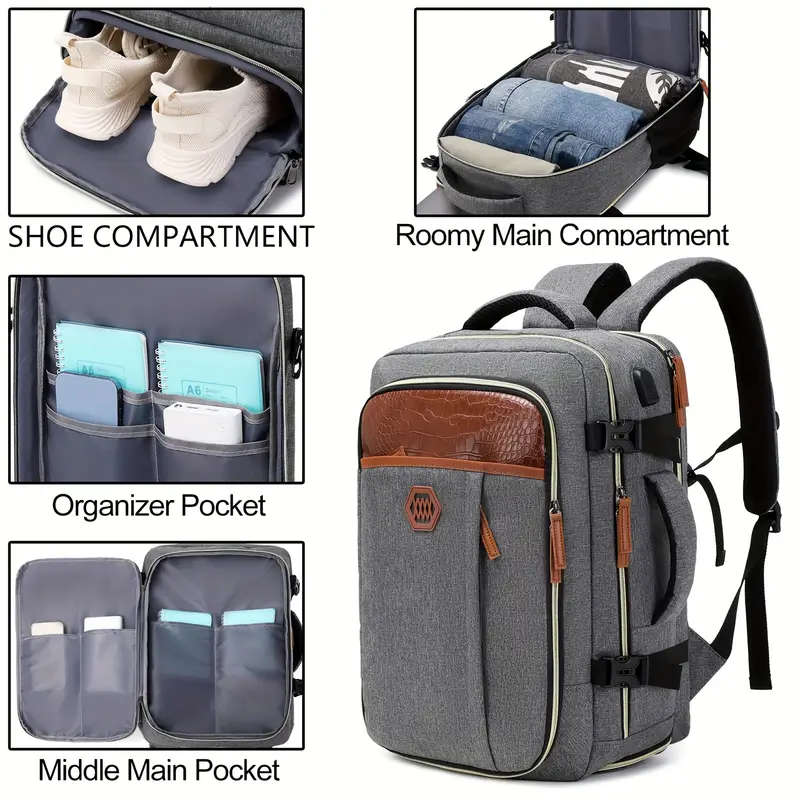 1pc A Travel Backpack For Men An Airline-approved Shoe Compartment Backpack
