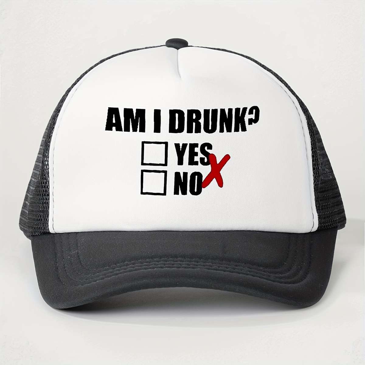 1pc Am I Drunk? Question Checkmark Baseball Cap Unisex Trucker Hat Breathable Adjustable Golf Su