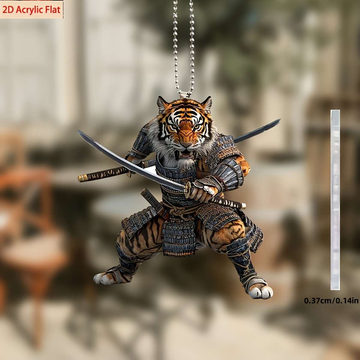 2D Flat Acrylic Big Tiger Warrior Armor Pendant