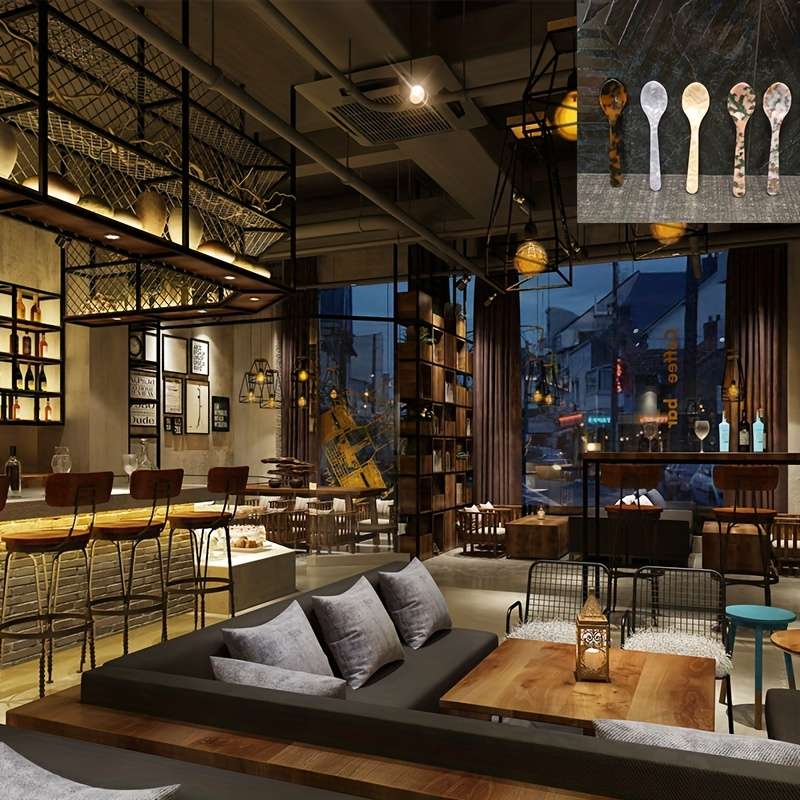 5pcs set 11.58cm Vibrant Butter Dessert Knives Ice Caviar Spoons Stirring Teaspoons Sty