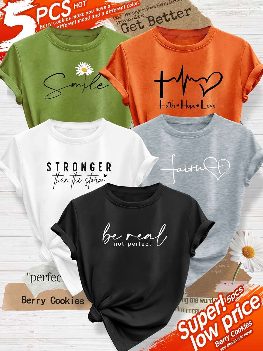 Womens T Shirt Color Army Green White Orange Gray Black Sizes