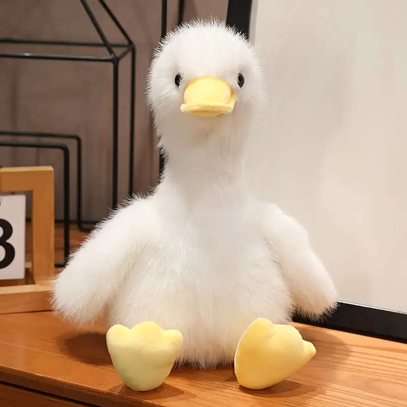 A Lifelike Yellow Plush Duck White