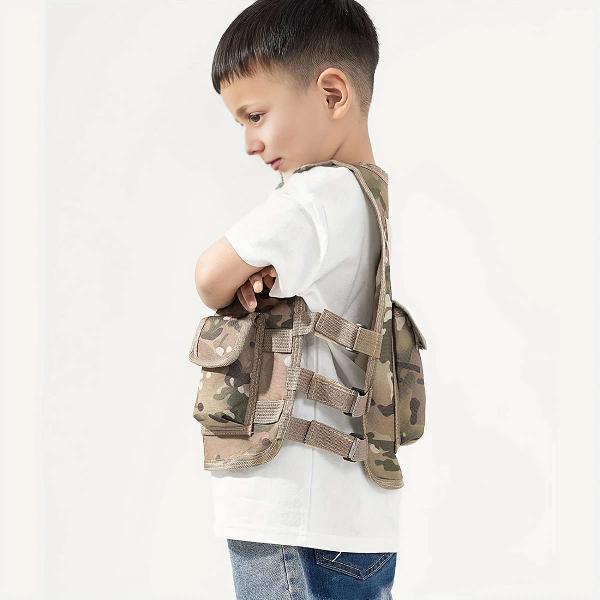 1pc Size S Youngsters's Outdoor Tactical Vest Summer Camp Camouflage Training Vest