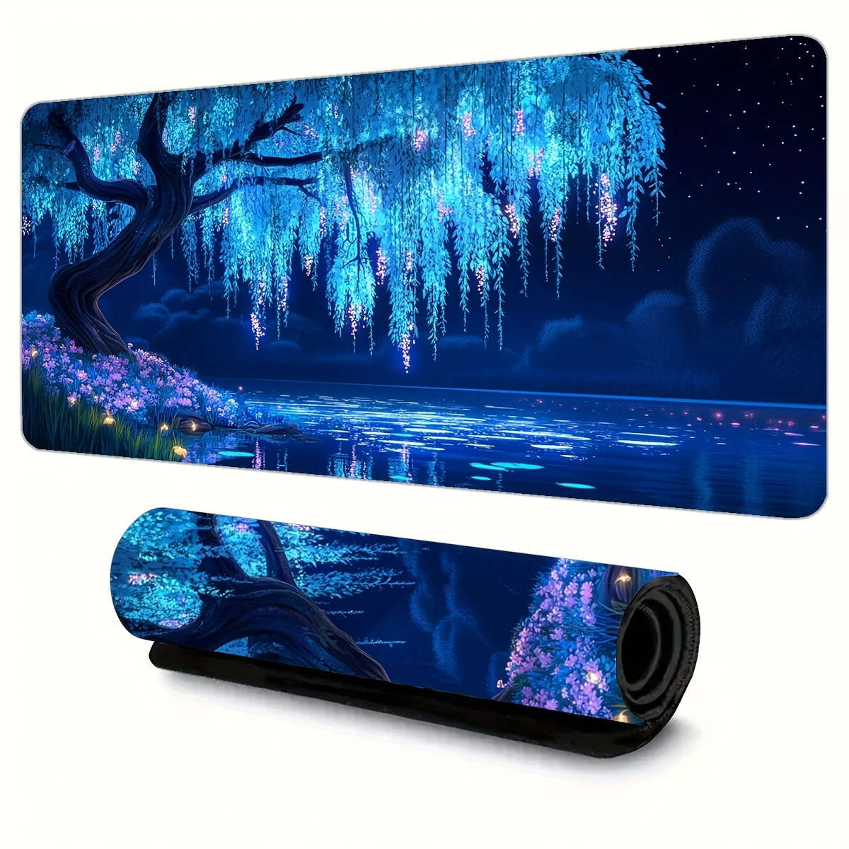 1pc 30x80cm Glowing Blue Purple Night Light Willow Mouse Pad Soft Touch Suitable for Office