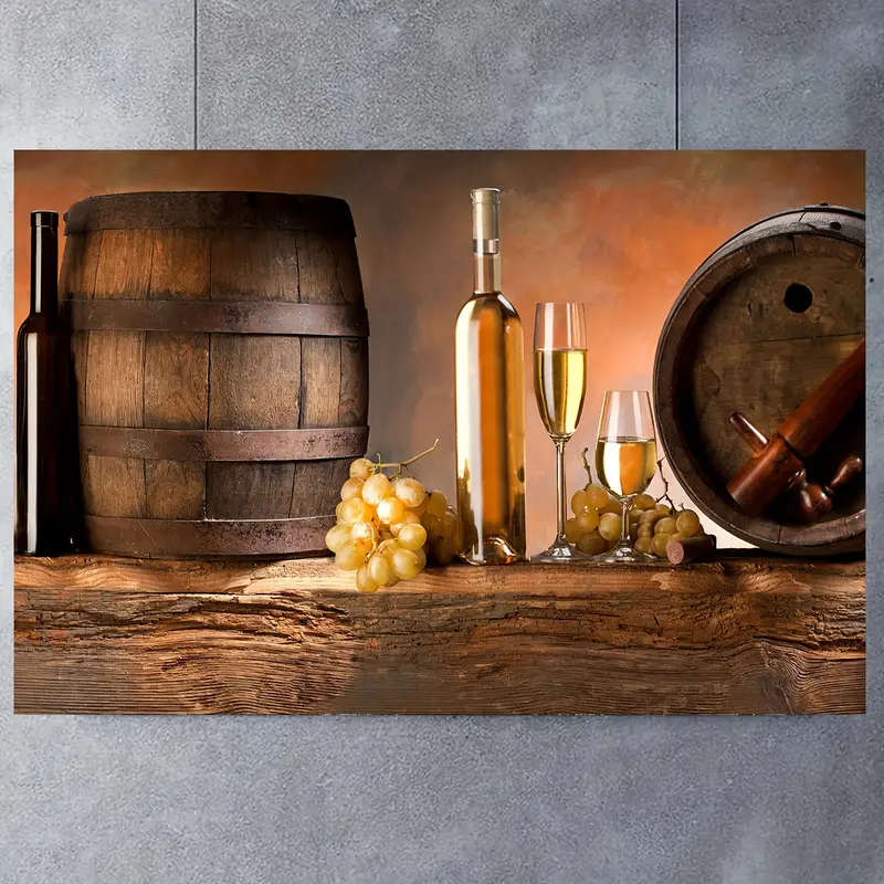 1pc Modern Frameless Canvas Wall Art White Wine Barrel Print Perfect for Living Room or Bedroom Deco