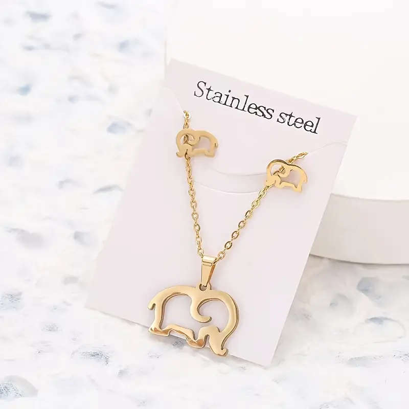 Stainless Steel Jewelry Set for Women - Cute Elephant
