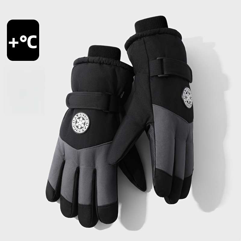 1 Pair Gray White Warm Gloves