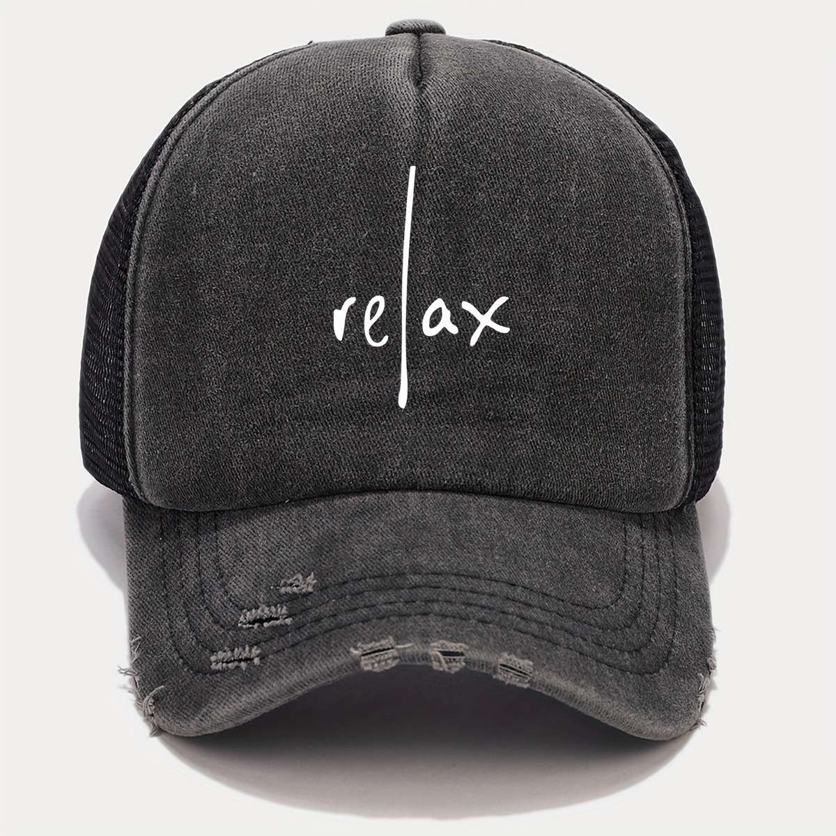 RELAX Artistic Letter Print Baseball Cap Multicolor Blend Trucker Hat Lightweight Breatha