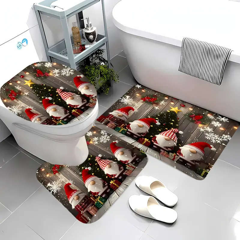 Christmas Winter Bathroom Mat Set 3 Pieces
