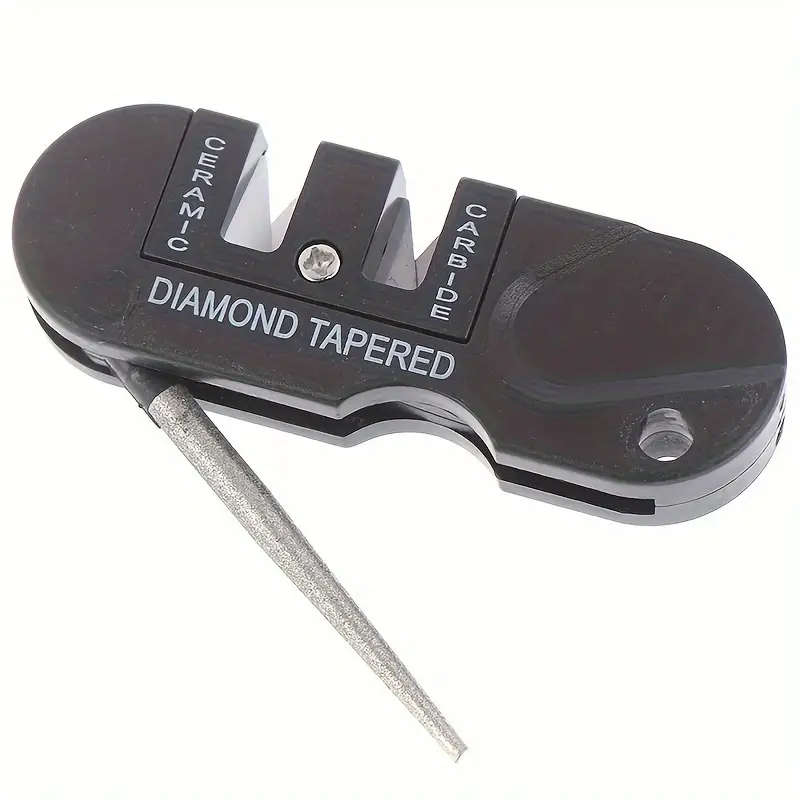 1pc Diamond Tungsten Steel 4-in-1 Knife Sharpener Multifunctional Portable Outdoor Knife Sharpening