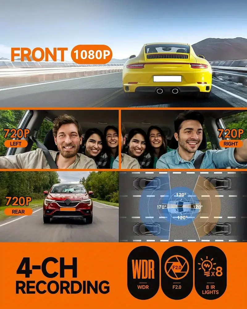 1080P 4 Channel Dash Cam 360° Dash Camera