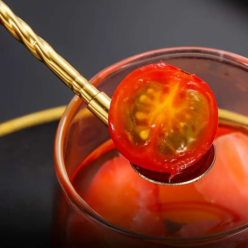 5pcs Dual-Use Long-Handle Iced Tea Spoon Stirring Spoon Stainless Steel Coffee Spoon Colorfu