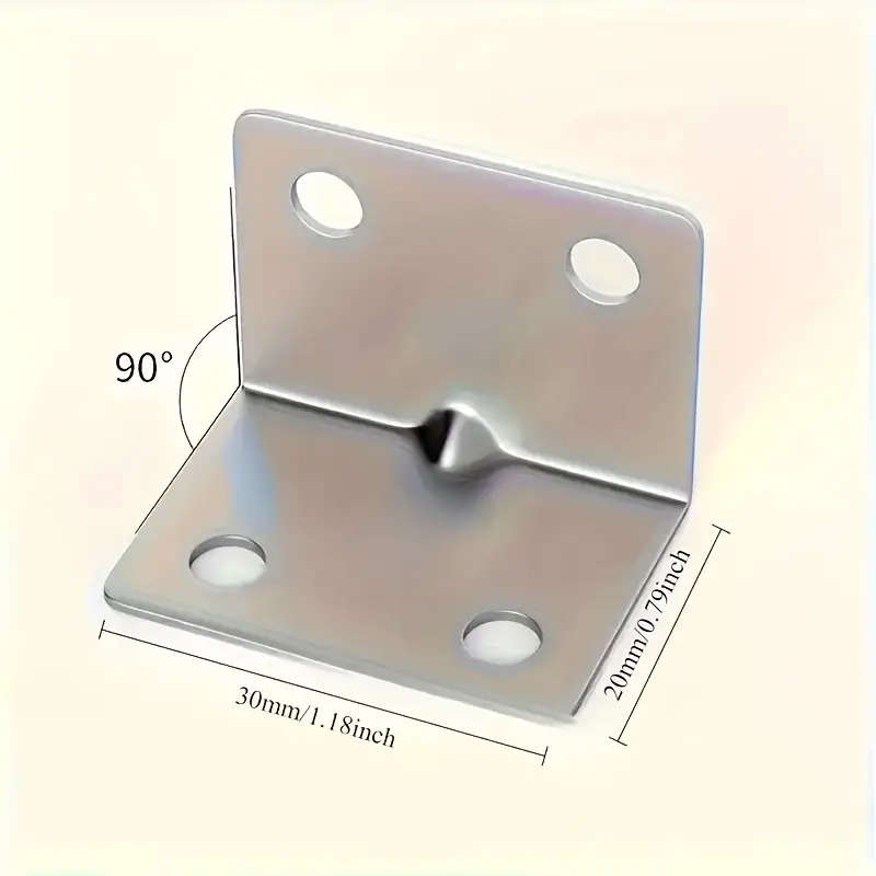 50pcs Stainless Steel Right Angle Brackets 90 Degree L-Shaped Support Metal Joint Corner Braces For
