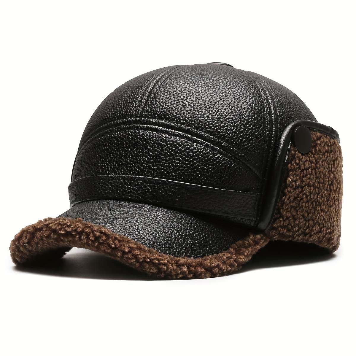 Hat Black Gray Plush
