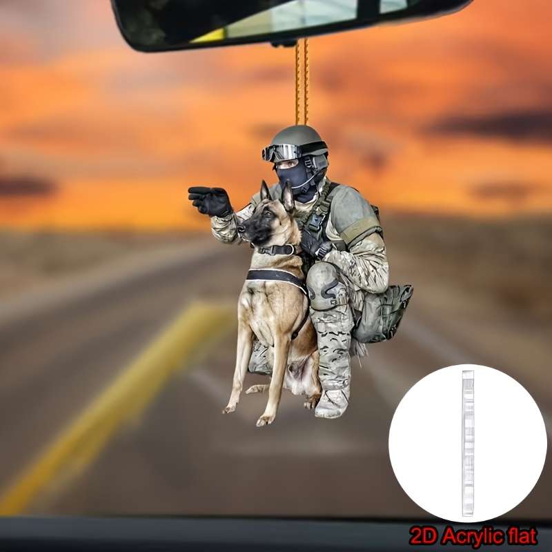 1pc 2D Flat   1 Acrylic Training Dog Car Rearview Mirror Pendant  Multi-Functional Pendan