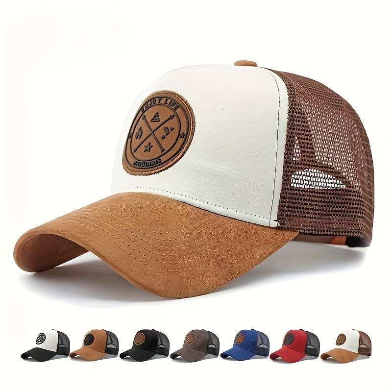 Spring And Summer Round Label Letter Baseball Cap Featuring an Embossed Logo Badge Sunsha