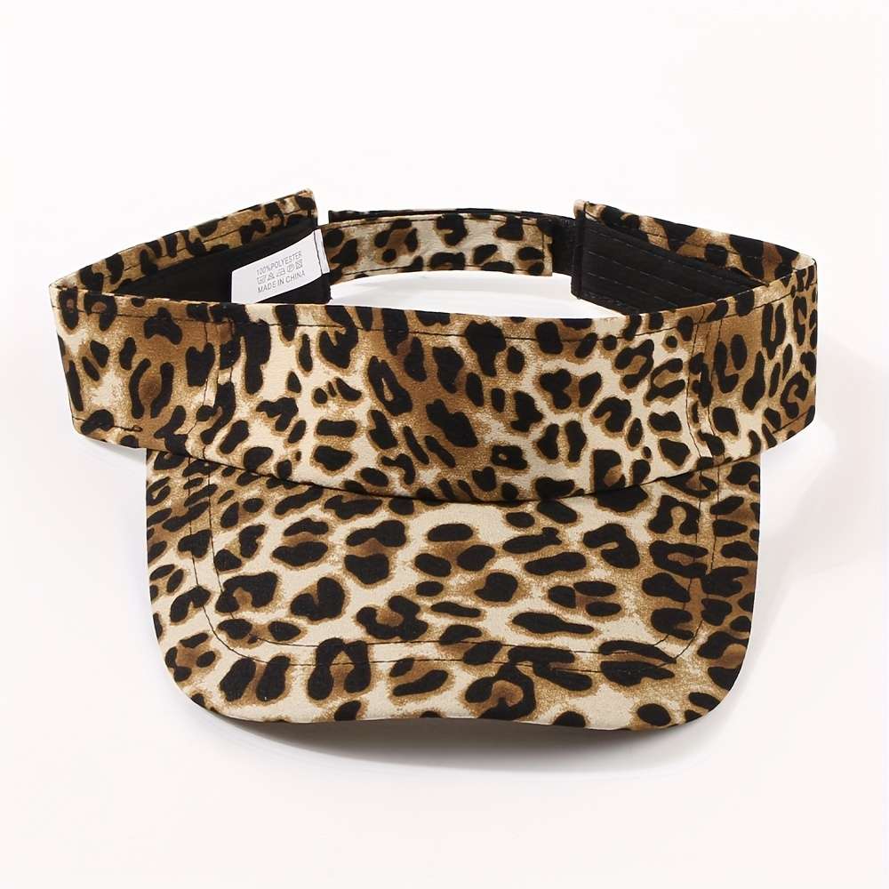 1pc Unisex Leopard Print Sun Visor Hat Adjustable Baseball Cap Empty Top Golf Tennis Visors For Out