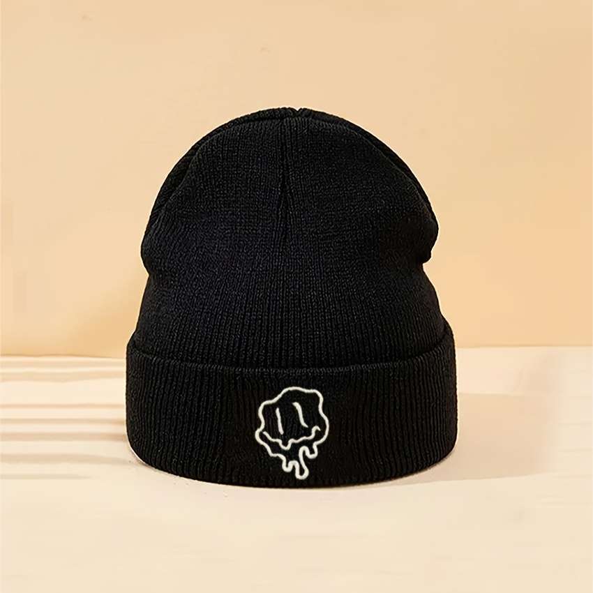 1pc Acrylic Knit Beanie Hat Casual Style Solid Color Warm Cap with Medium Stretch Hand Washab