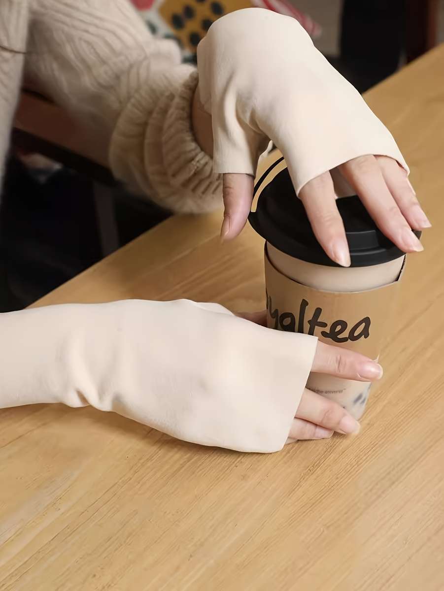 1 Pair Coffee Color One Size Warm Gloves