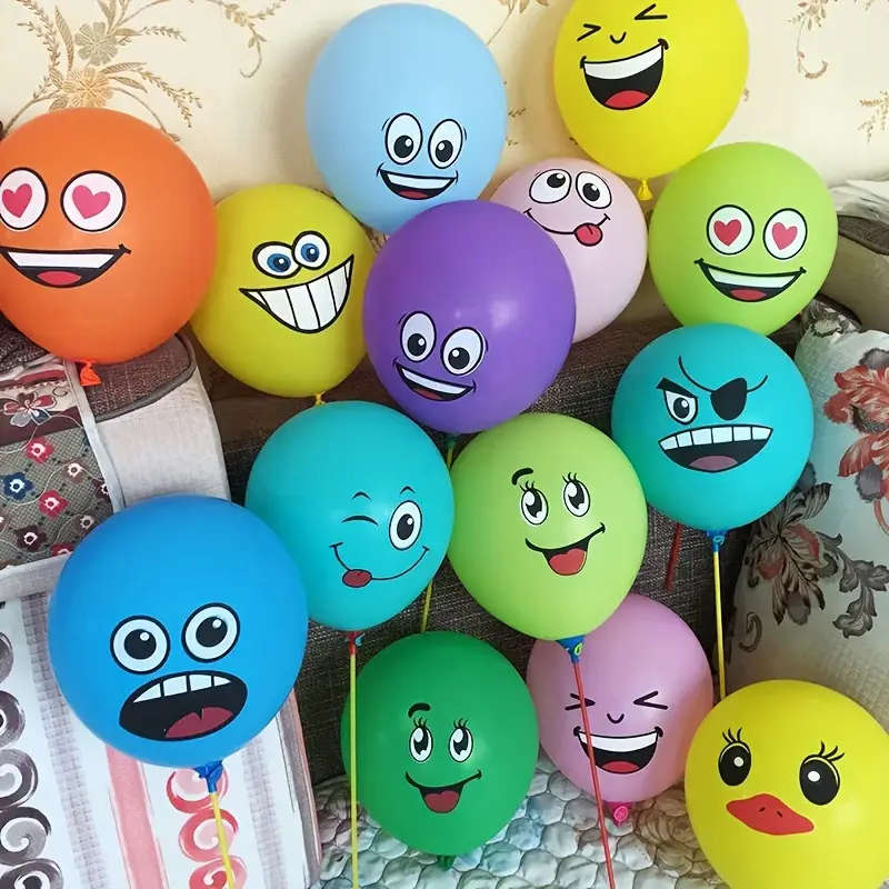 20 Colorful Latex Smiley Face Balloons