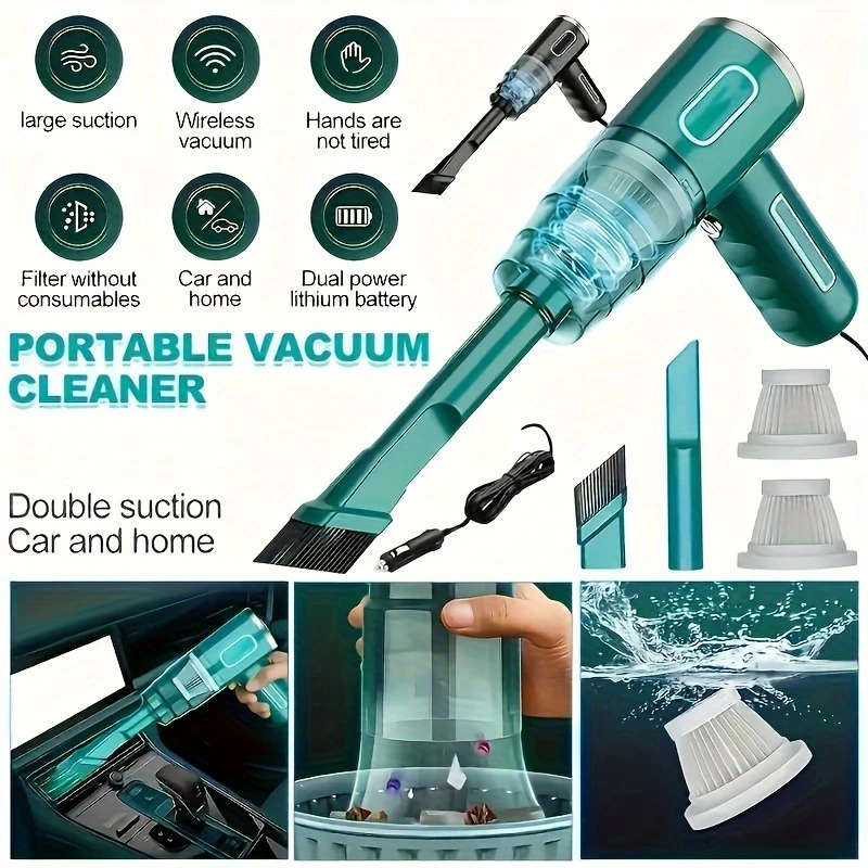 1pc Handheld 12V Car Vacuum Cleaner with Cord Compact Design for Easy Cleaning of Hard-to-Reach Area