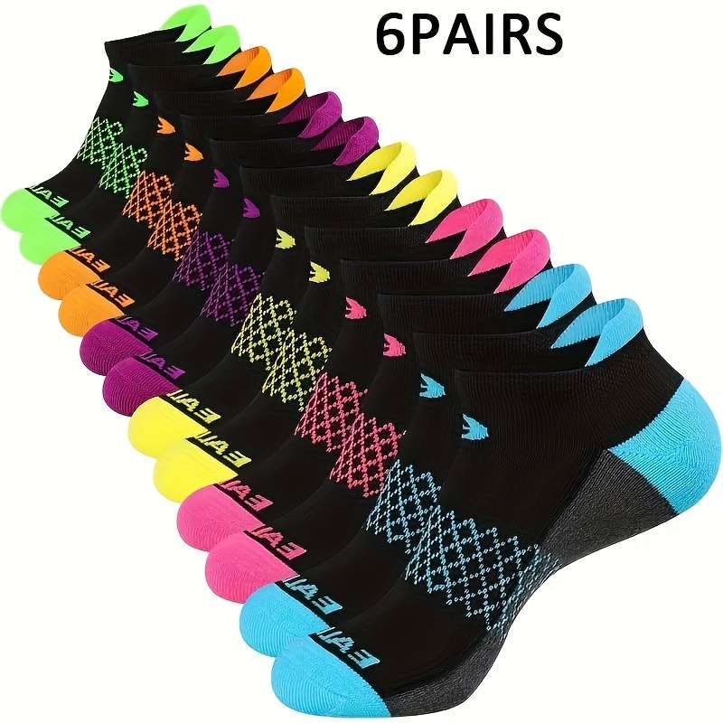 6 Pairs Mixed Color Black One Size High Elastic Socks