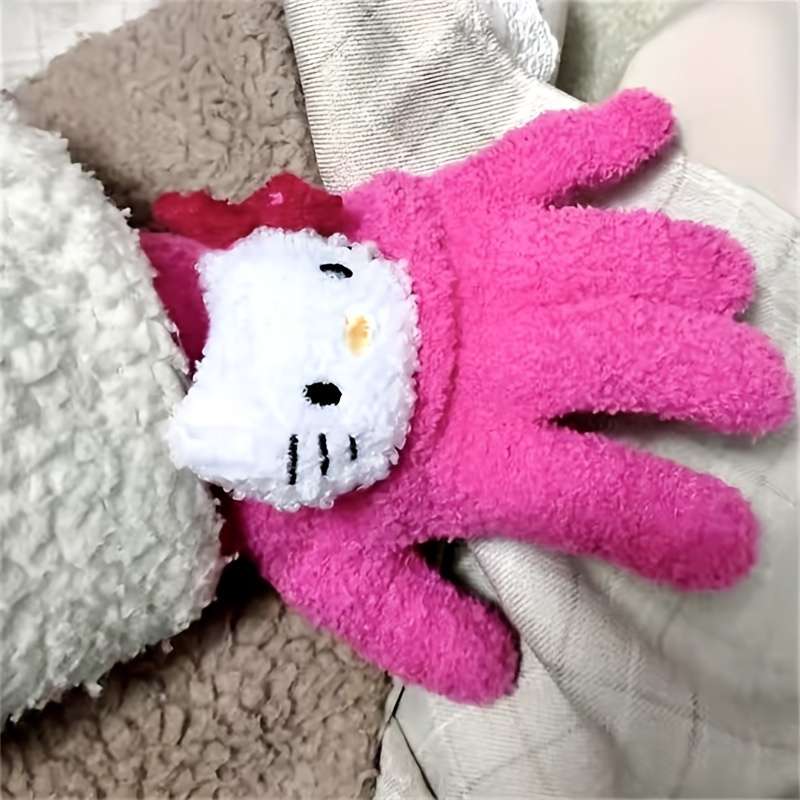 1 Pair Rose Red One Size Warm Gloves