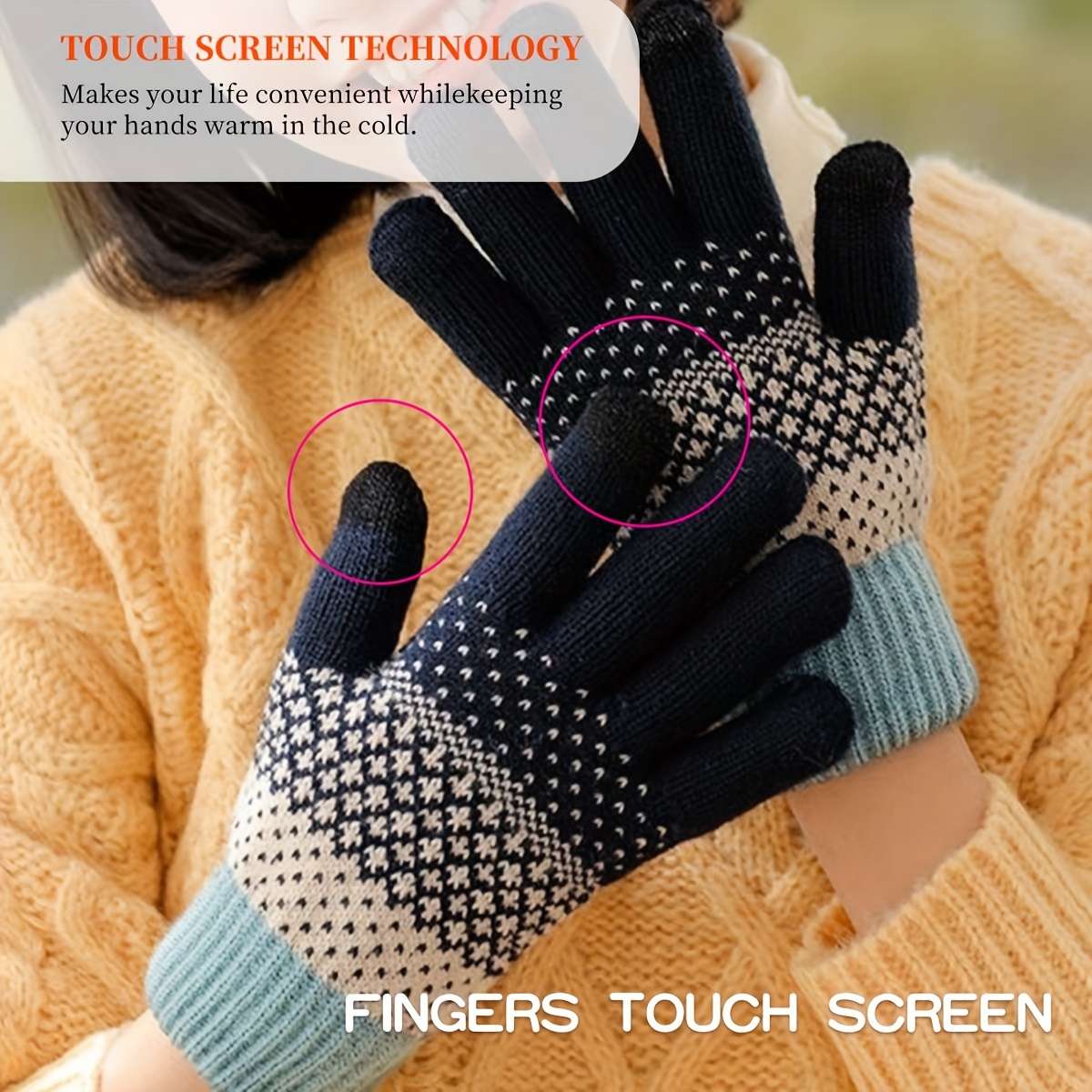 1 Pair Black Warm Gloves