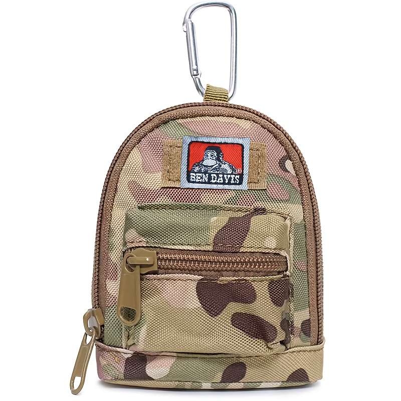 Black Nylon Mini Backpack Key Bag Unisex Compact Wallet Earphone Pouch With Multiple Zipper